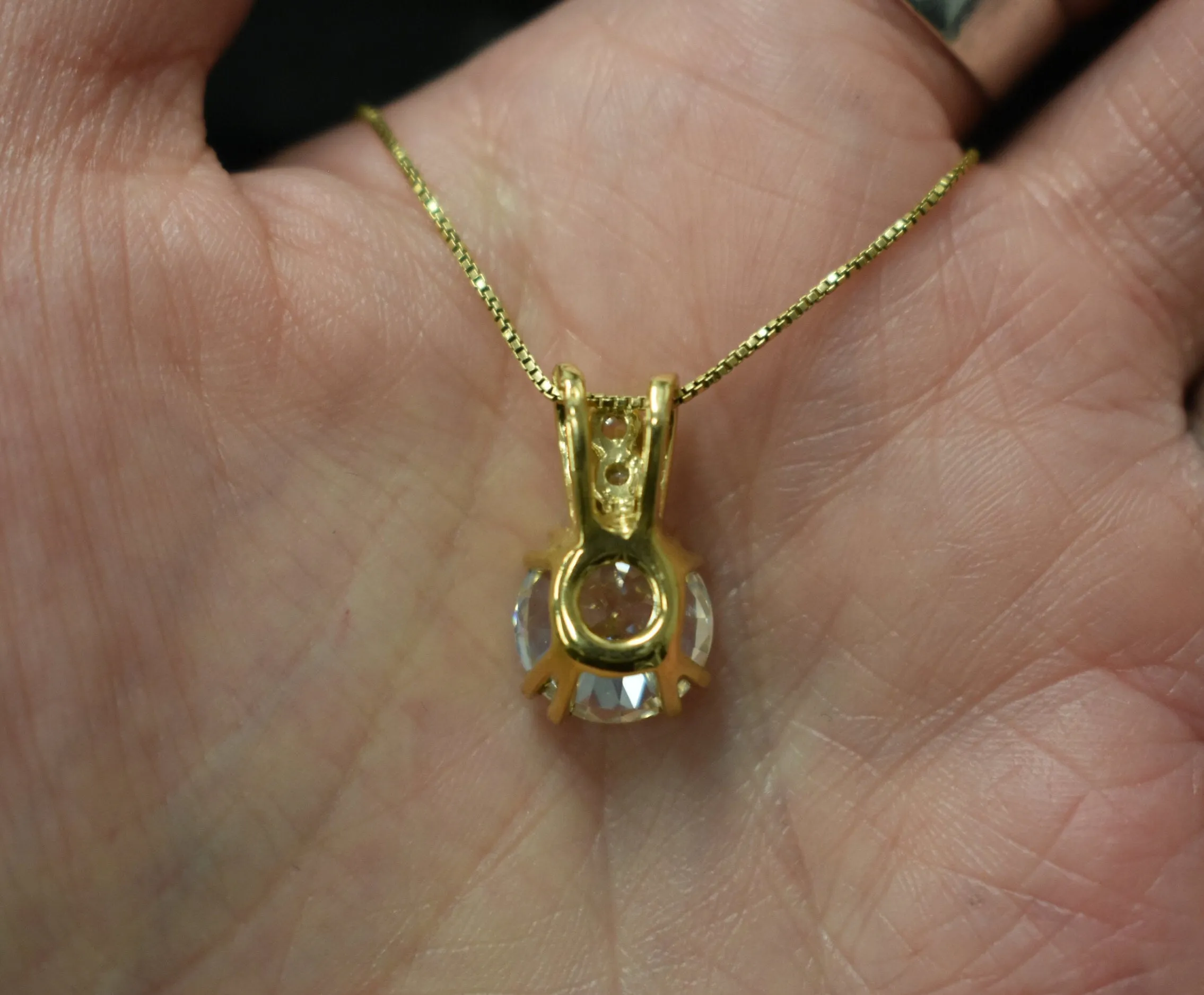 Created Diamond Gold Pendant, Diamond Vintage Necklace, Antique Diamond Ring