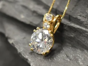Created Diamond Gold Pendant, Diamond Vintage Necklace, Antique Diamond Ring