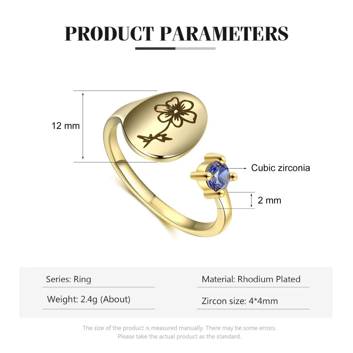 Custom Birthflower- Birthstone Ring For Her