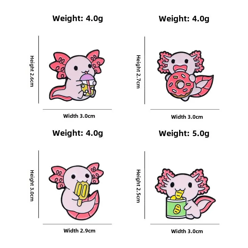 Cute Cartoon Alloy Brooch Cartoon Marine Animal Salamander Student Children Clothing Badge Accessories Buckle