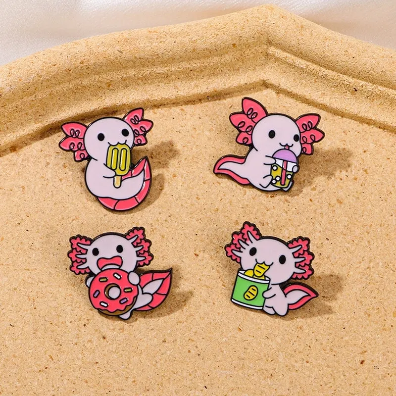 Cute Cartoon Alloy Brooch Cartoon Marine Animal Salamander Student Children Clothing Badge Accessories Buckle