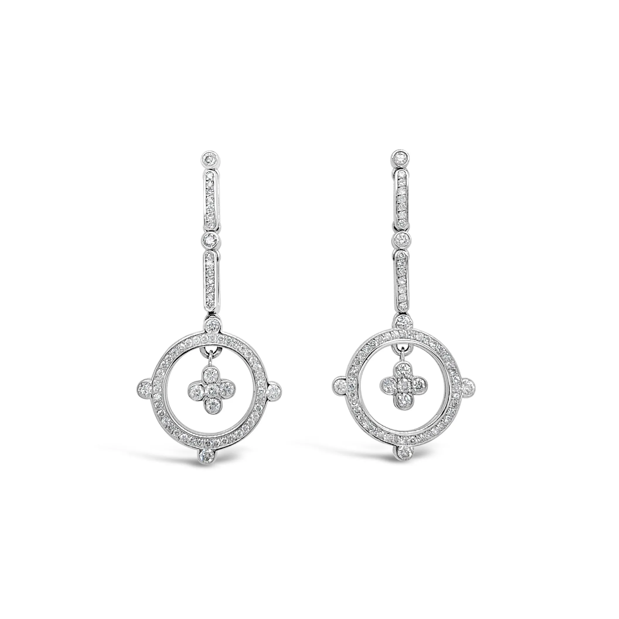 Diamond Circle Statement Drop Earrings