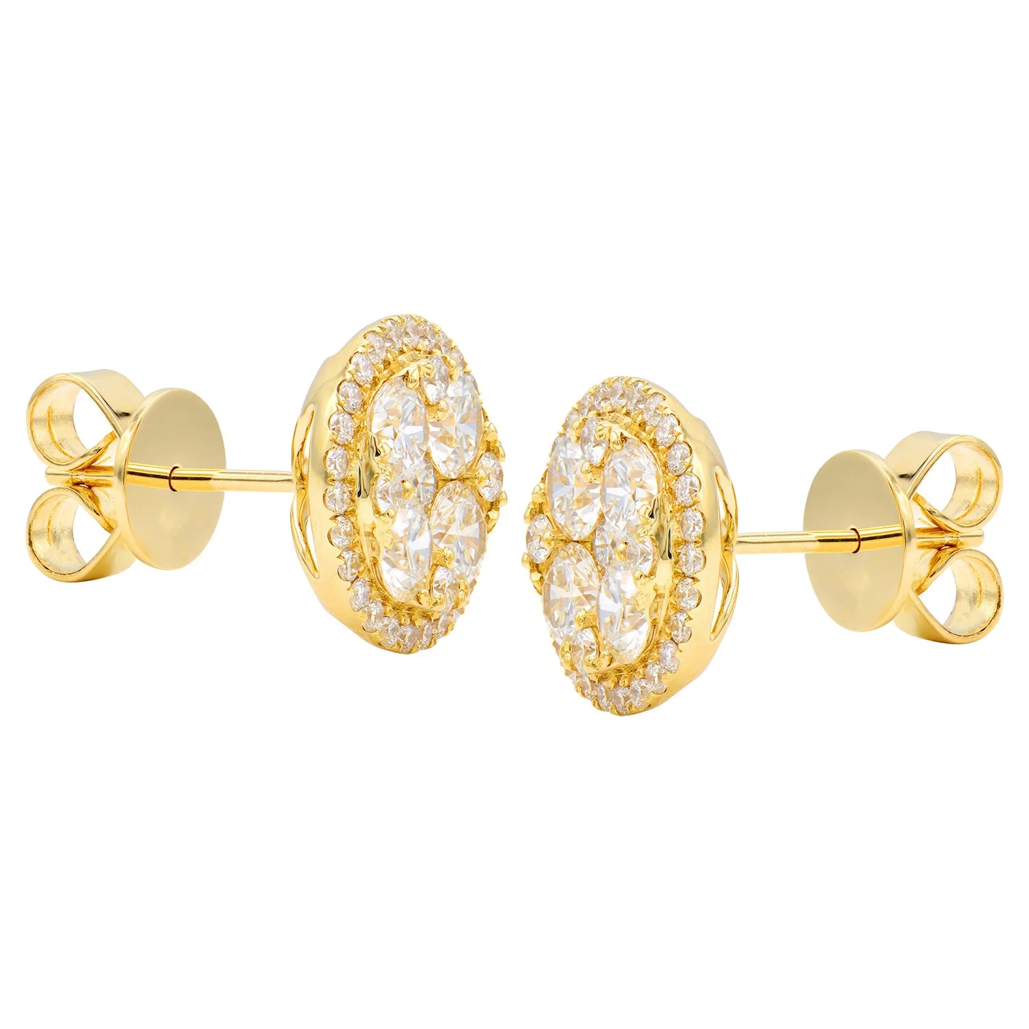 Diamond Cluster Studs in Yellow Gold