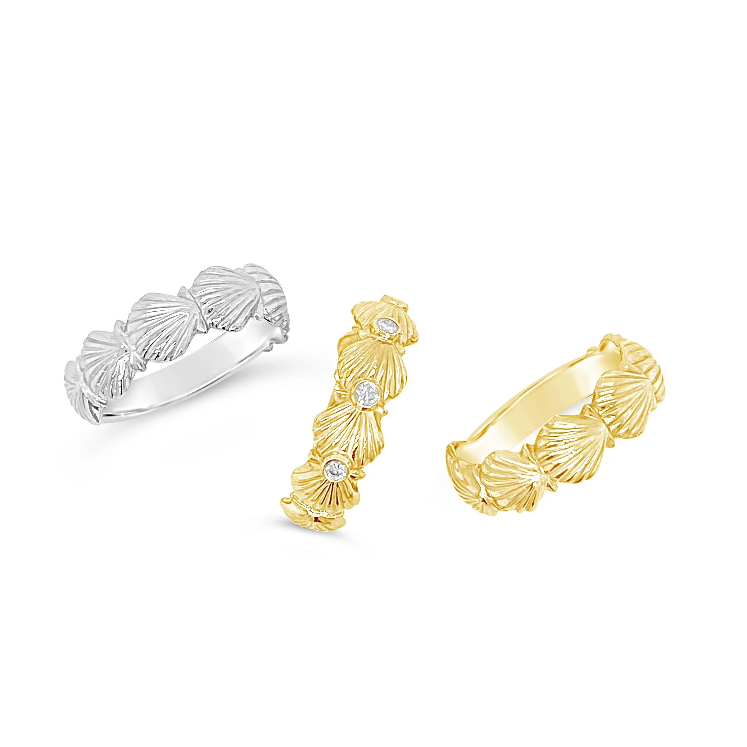 Diamond Scallop Shell Band Ring