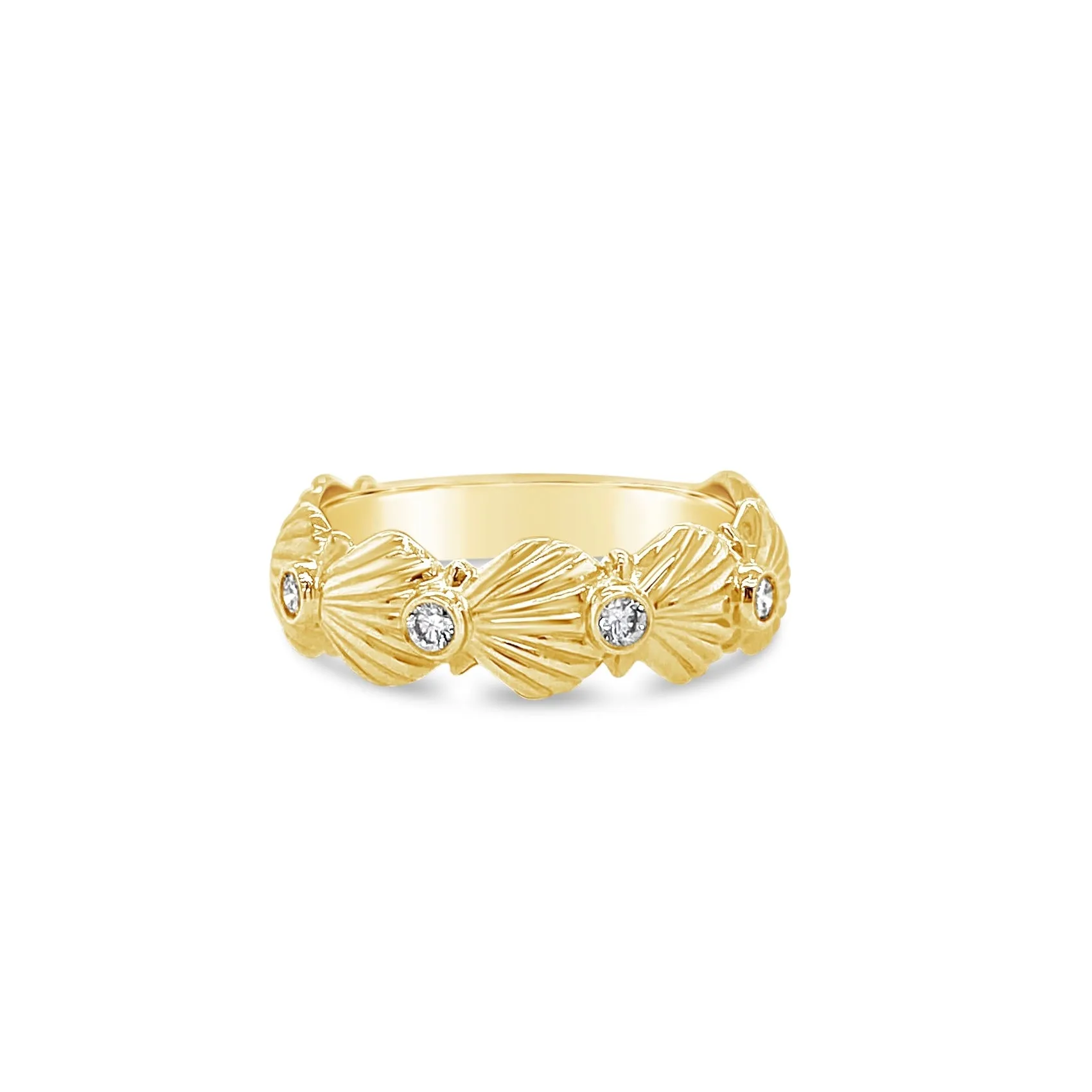 Diamond Scallop Shell Band Ring