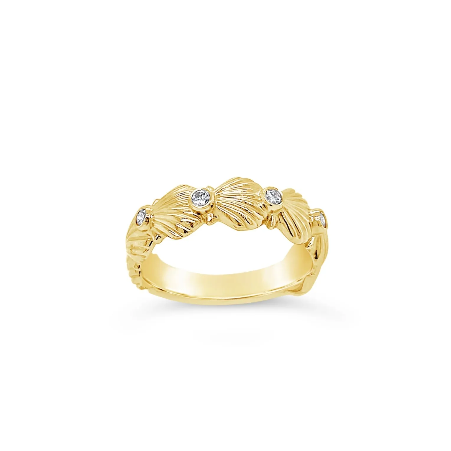 Diamond Scallop Shell Band Ring