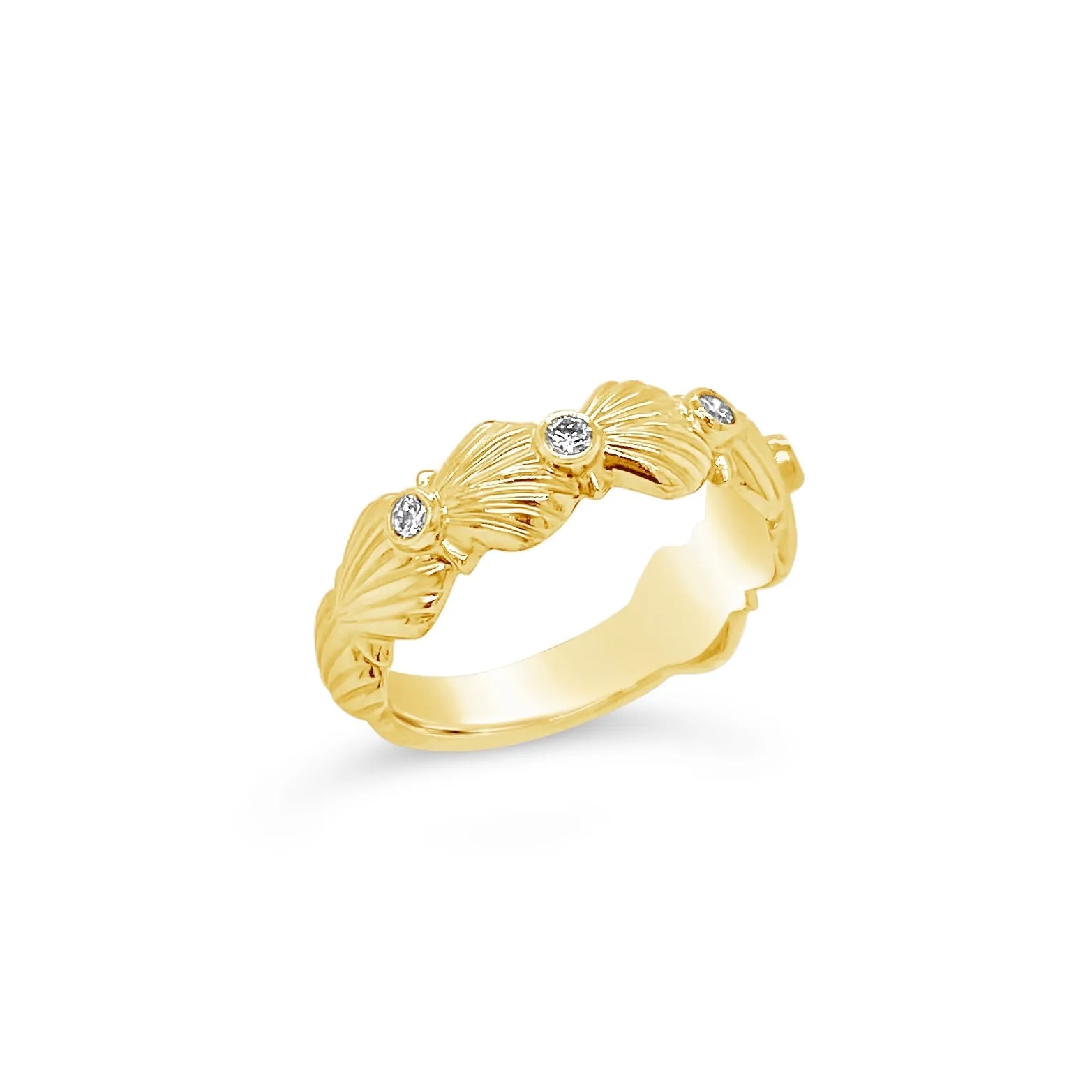 Diamond Scallop Shell Band Ring