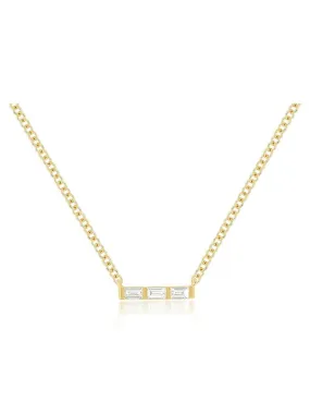 EF Collection Baguette Mini Bar Necklace in Yellow Gold