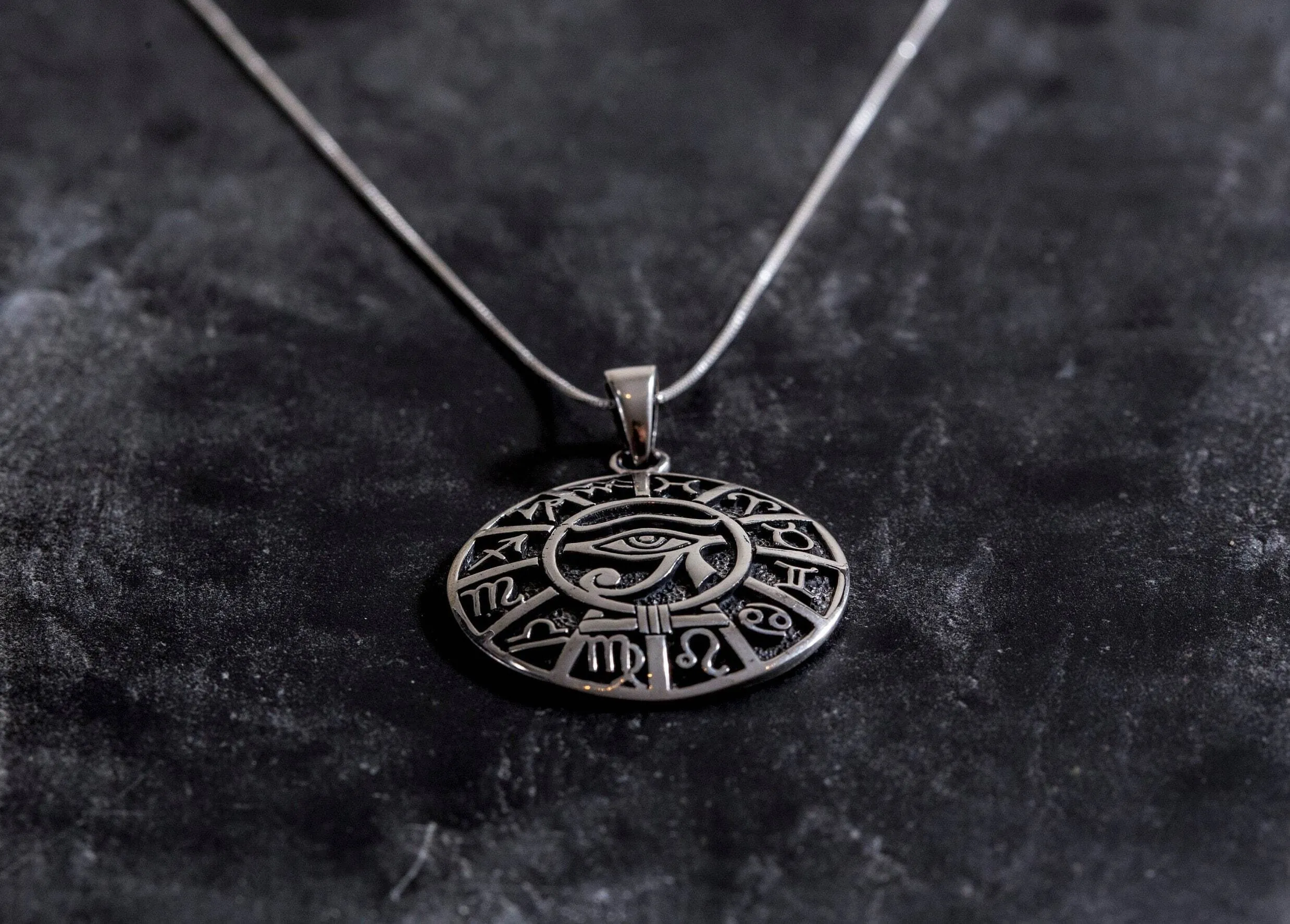 Egyptian Pendant - Eye of Horus Necklace - Round Statement Pendant
