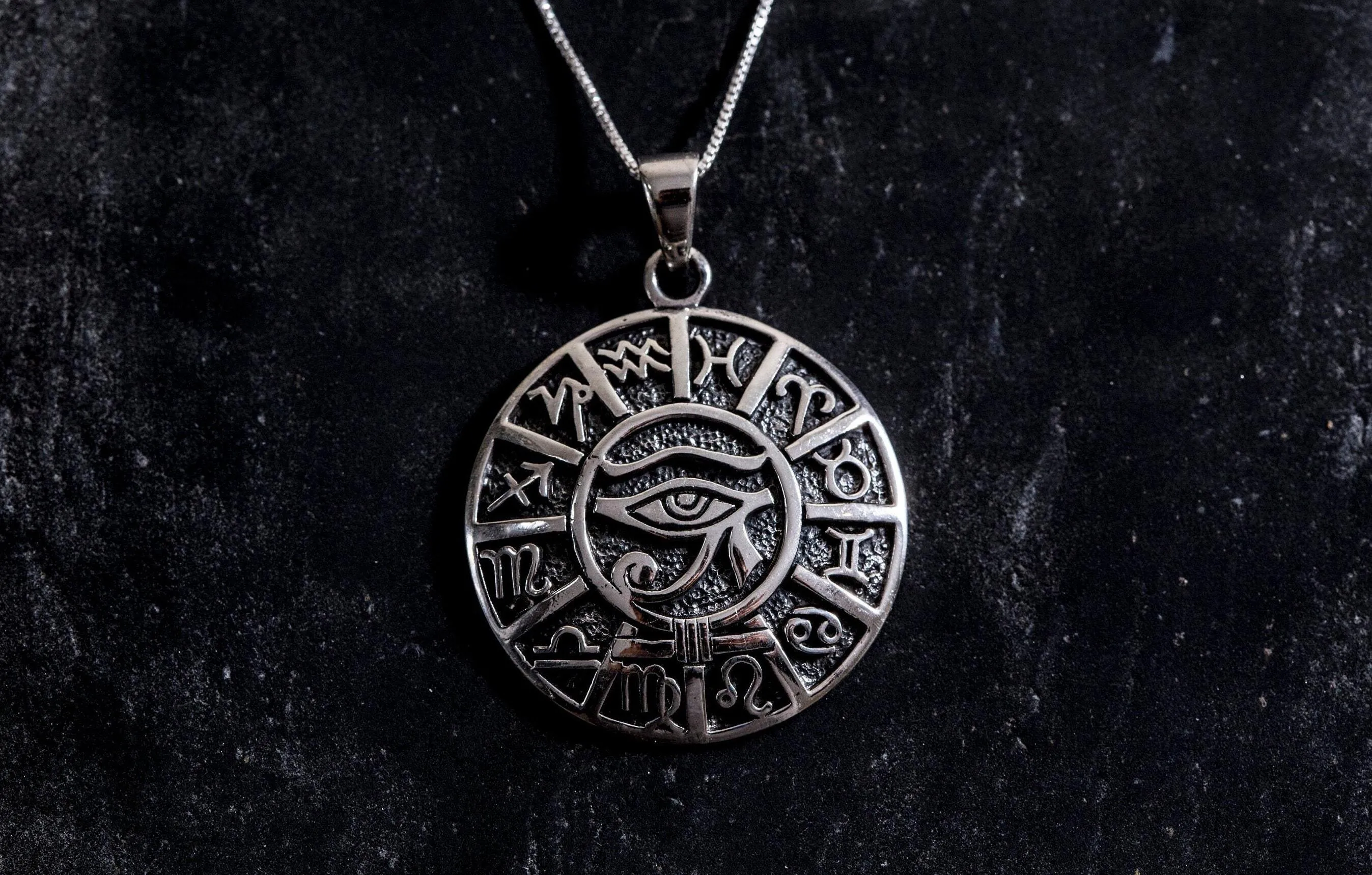 Egyptian Pendant - Eye of Horus Necklace - Round Statement Pendant