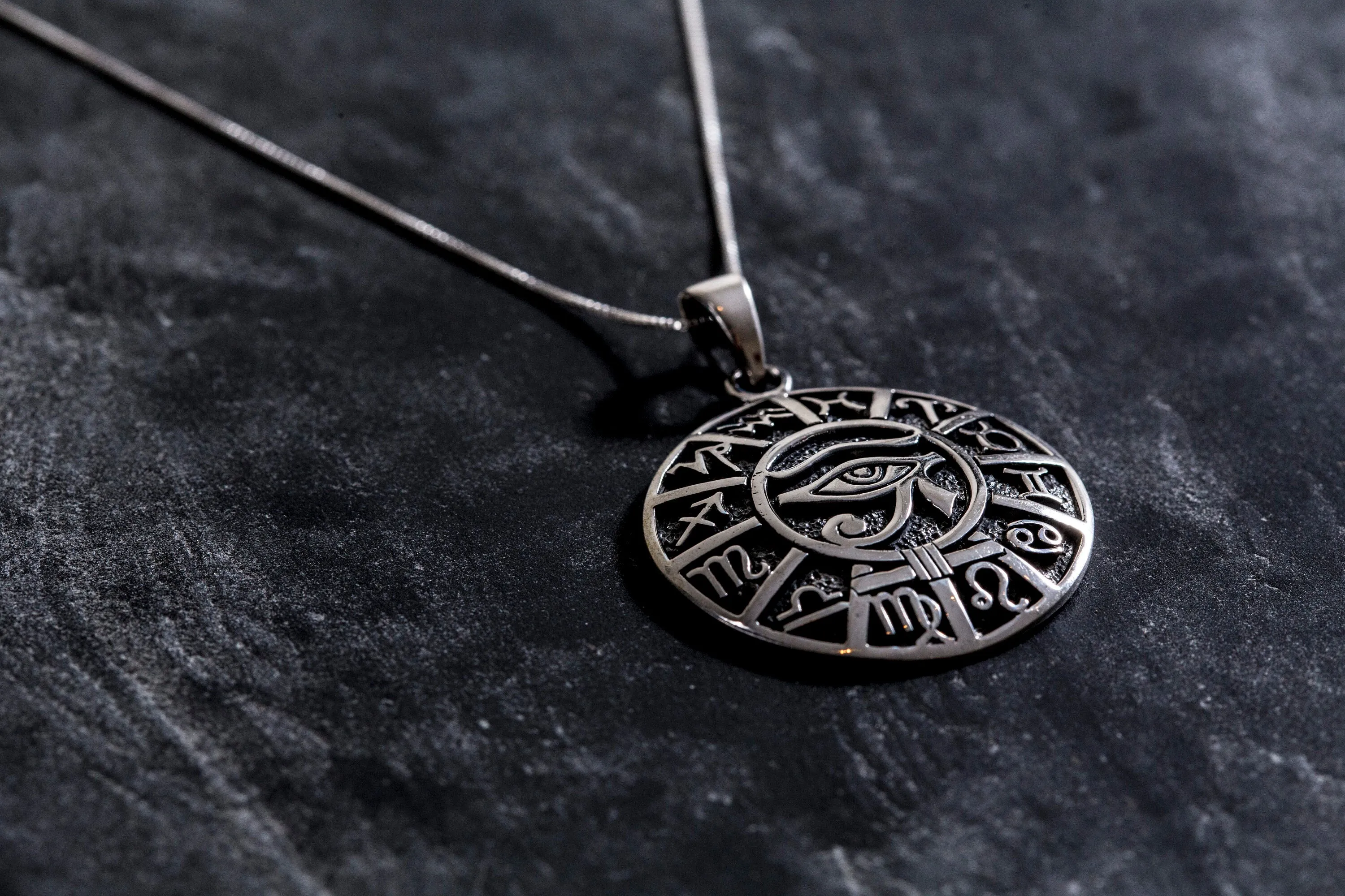 Egyptian Pendant - Eye of Horus Necklace - Round Statement Pendant