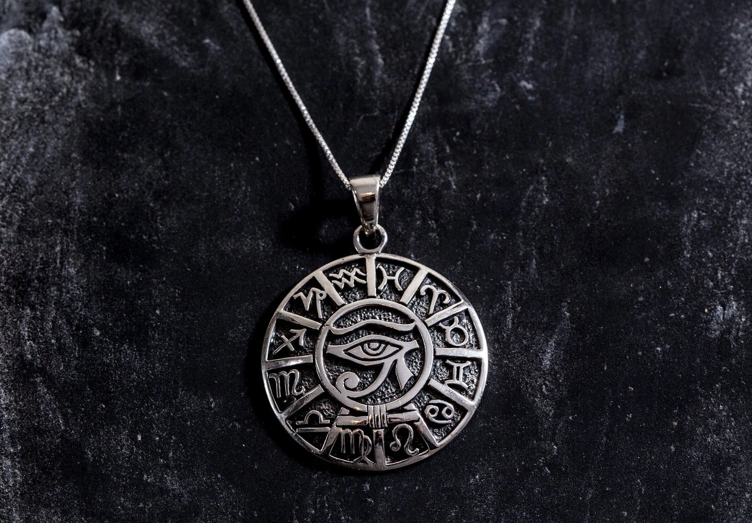 Egyptian Pendant - Eye of Horus Necklace - Round Statement Pendant