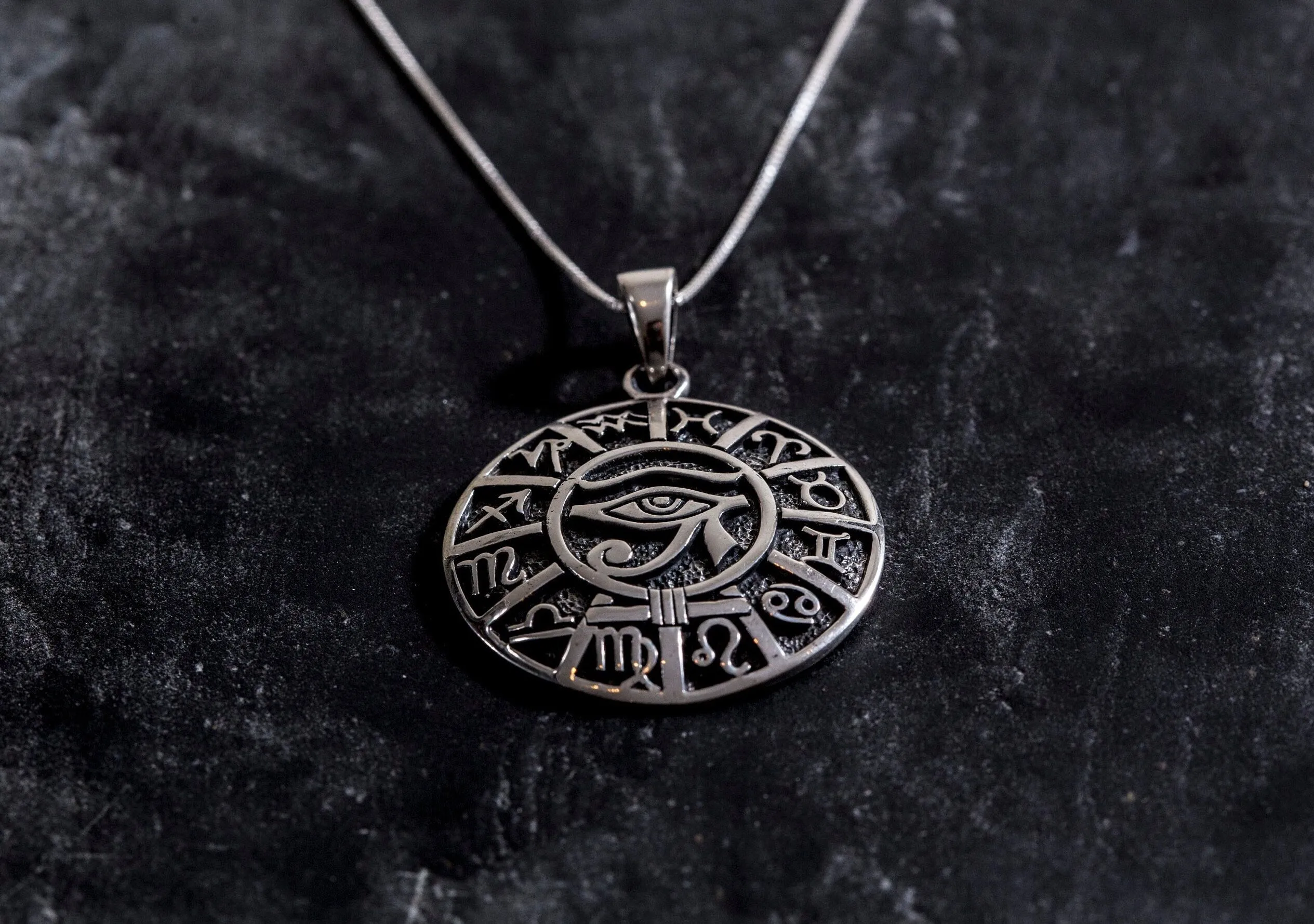 Egyptian Pendant - Eye of Horus Necklace - Round Statement Pendant