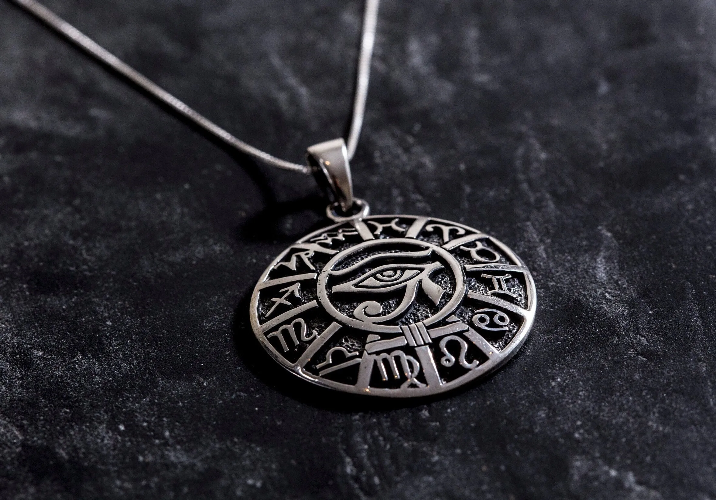 Egyptian Pendant - Eye of Horus Necklace - Round Statement Pendant