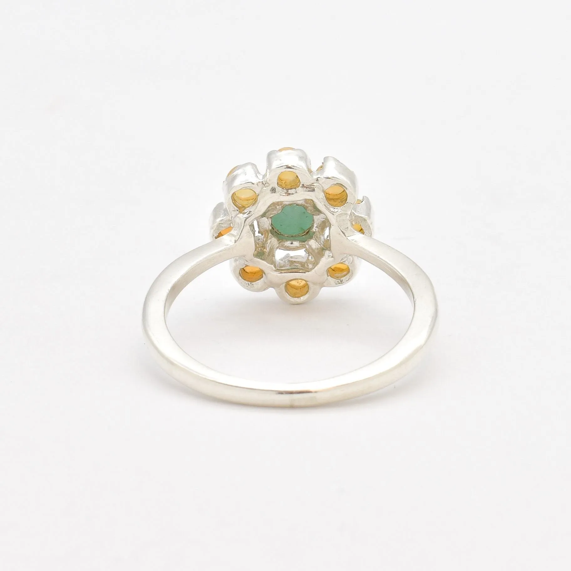 Emerald Flower Ring - Opal Daisy Ring - Flower Vintage Ring