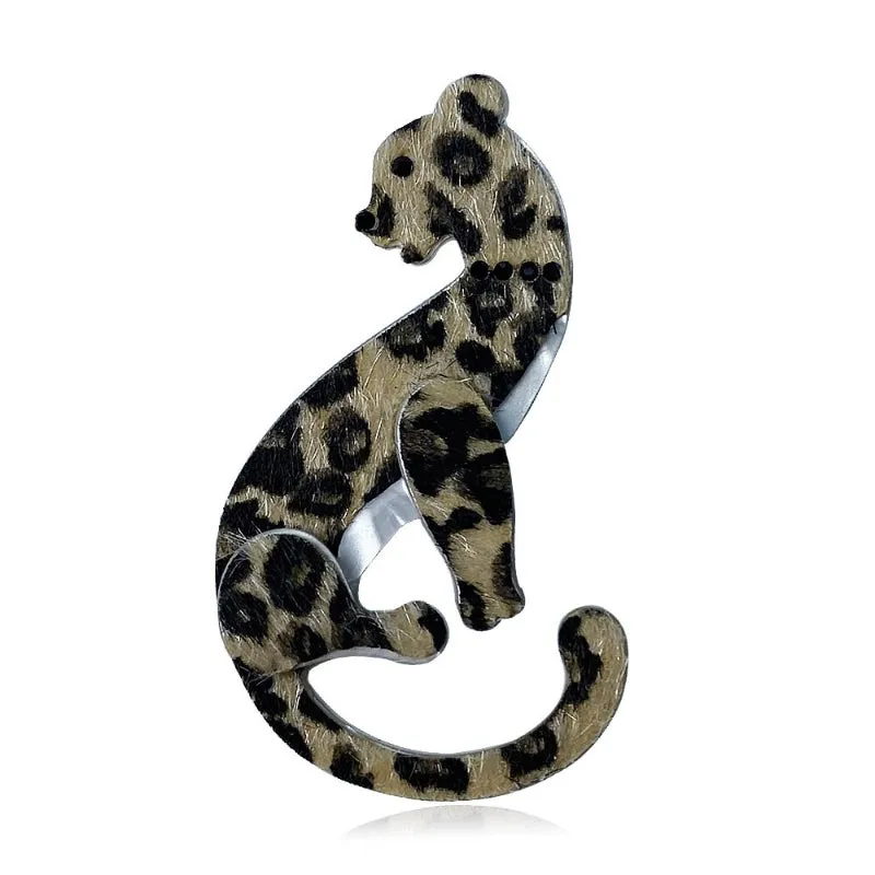 Fierce Fashion Handmade Acrylic Leopard Brooch Pin