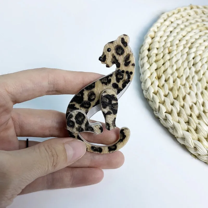 Fierce Fashion Handmade Acrylic Leopard Brooch Pin