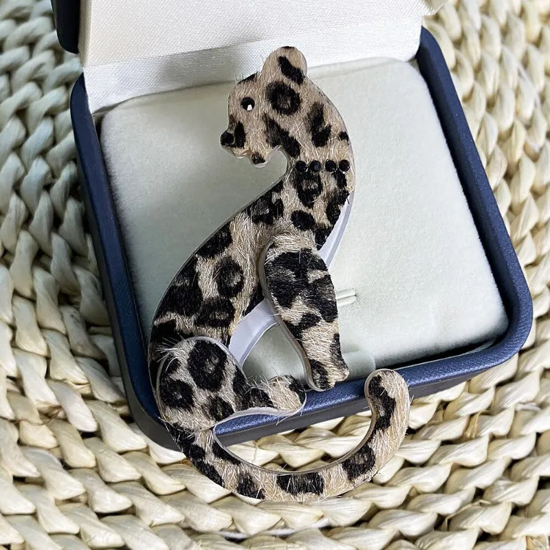 Fierce Fashion Handmade Acrylic Leopard Brooch Pin