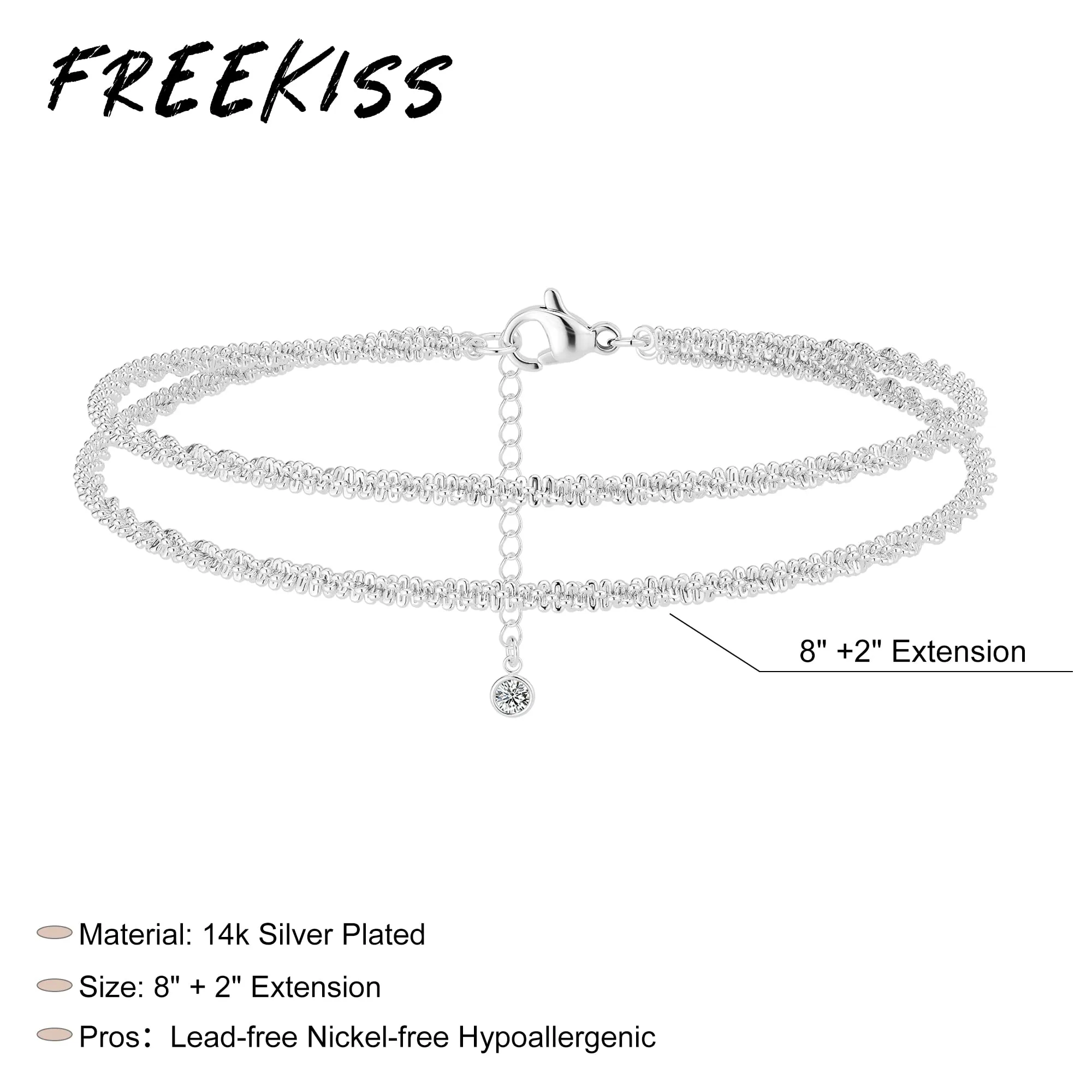 Freekiss Gold Bracelets for Women, Layered 14K Gold Plated Dainty Paperclip Cuban Link Bracelet Adjustable Herringbone Figaro Pearl Chain Bracelets Set Gold Jewelry for Women
