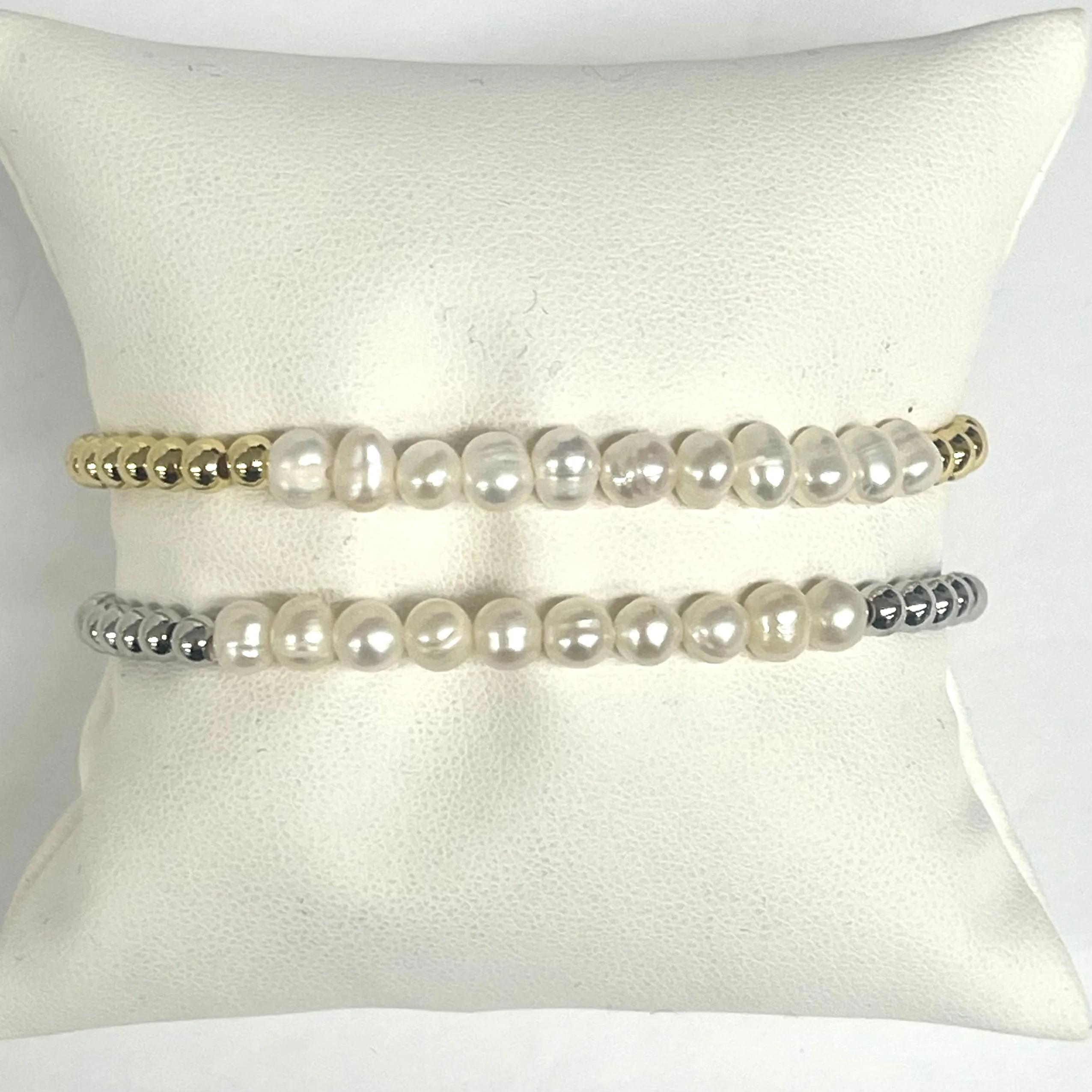 Fresh Water Pearl And 4mm Beaded Bracelet
