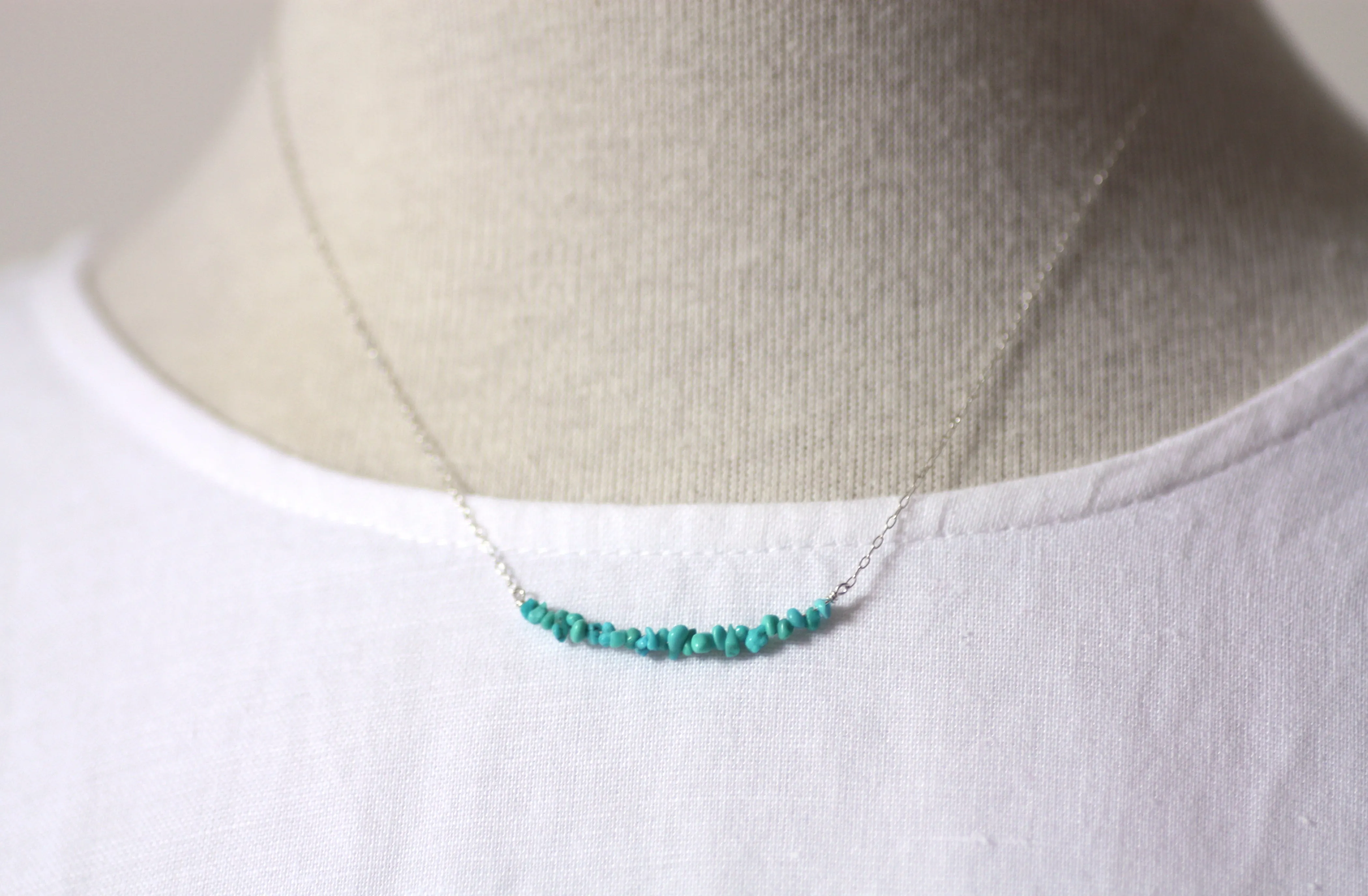 Gemstone Bar Necklace in Sterling Silver CLEARANCE