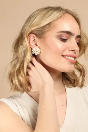 Glass Bead Cluster Stud Earrings