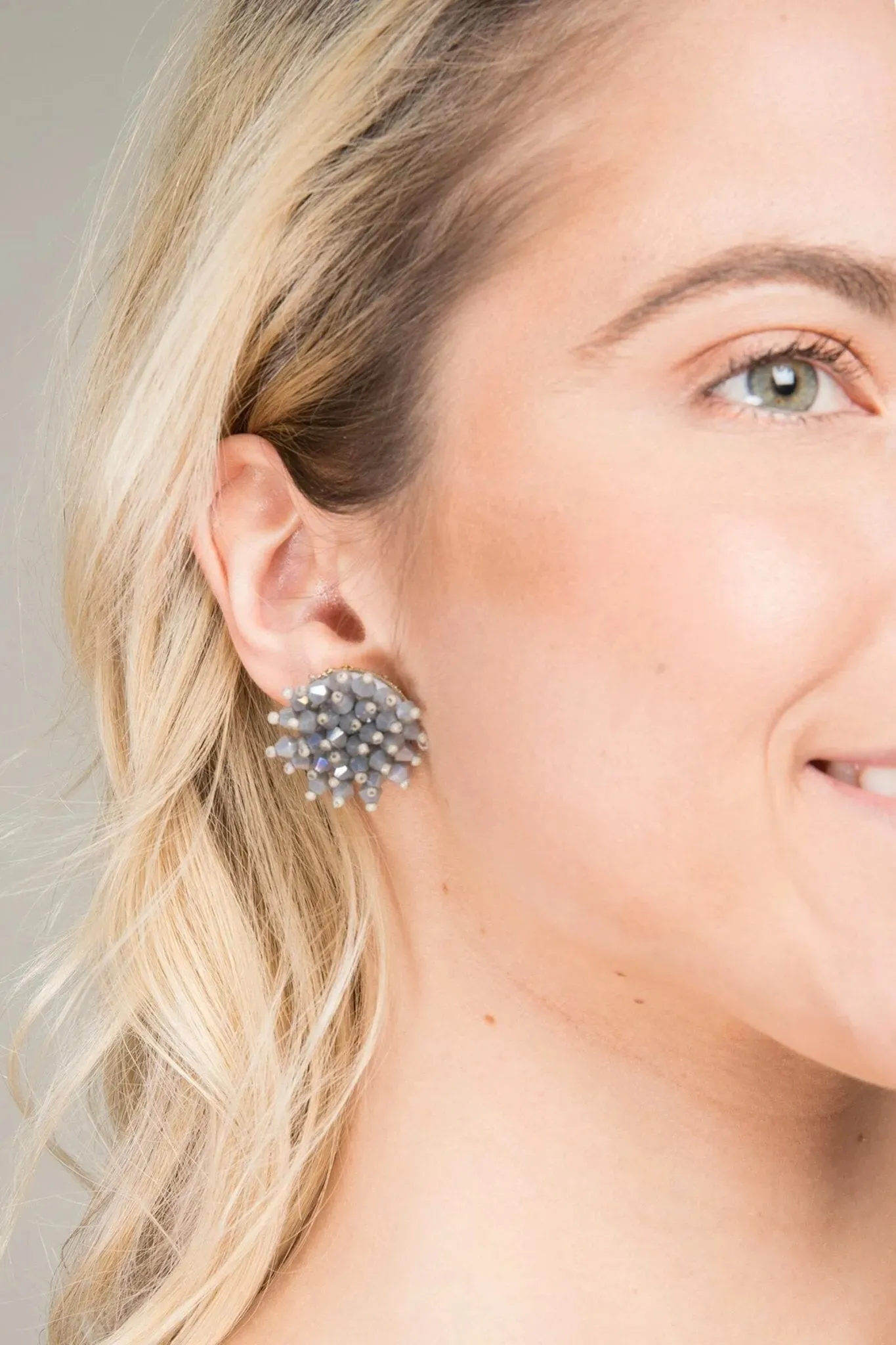 Glass Bead Cluster Stud Earrings
