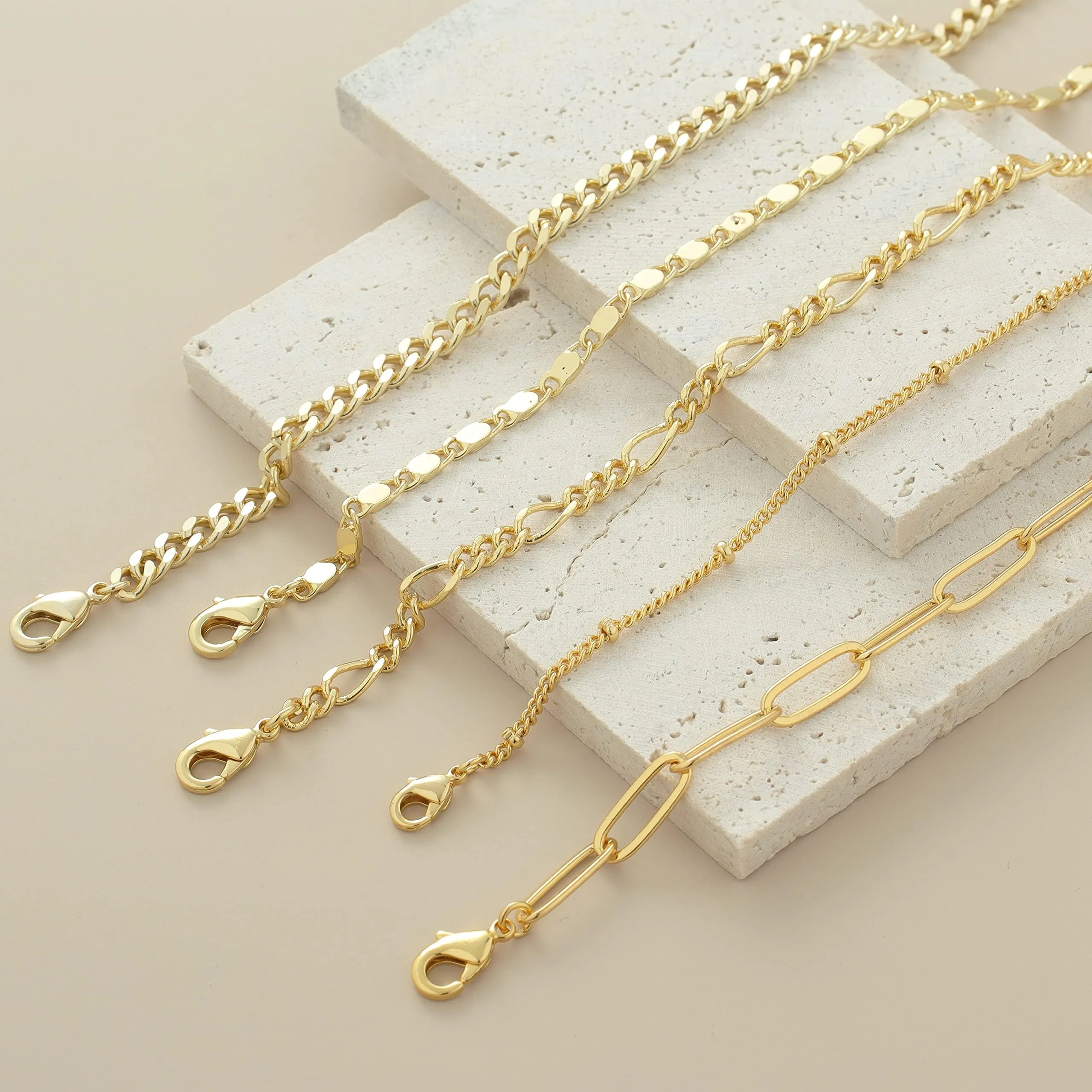 Gokeey Gold Bracelets for Women Trendy Fashion Dainty Gold Adjustable Layered Link Chain Bracelet Pack for Women 14K Real Gold Cute Jewelry Set Gifts 5pcs