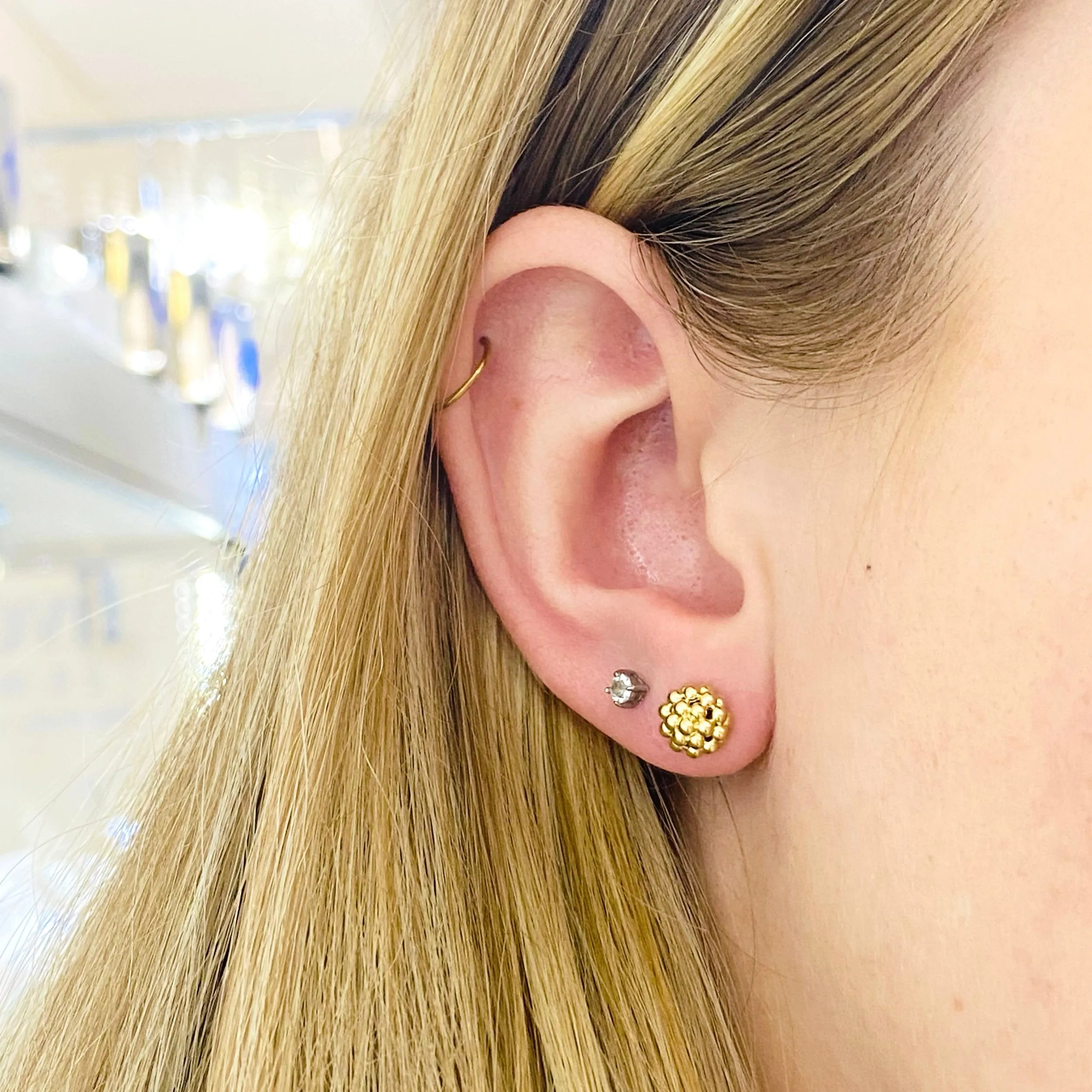 Gold Bead Cluster Stud Earrings