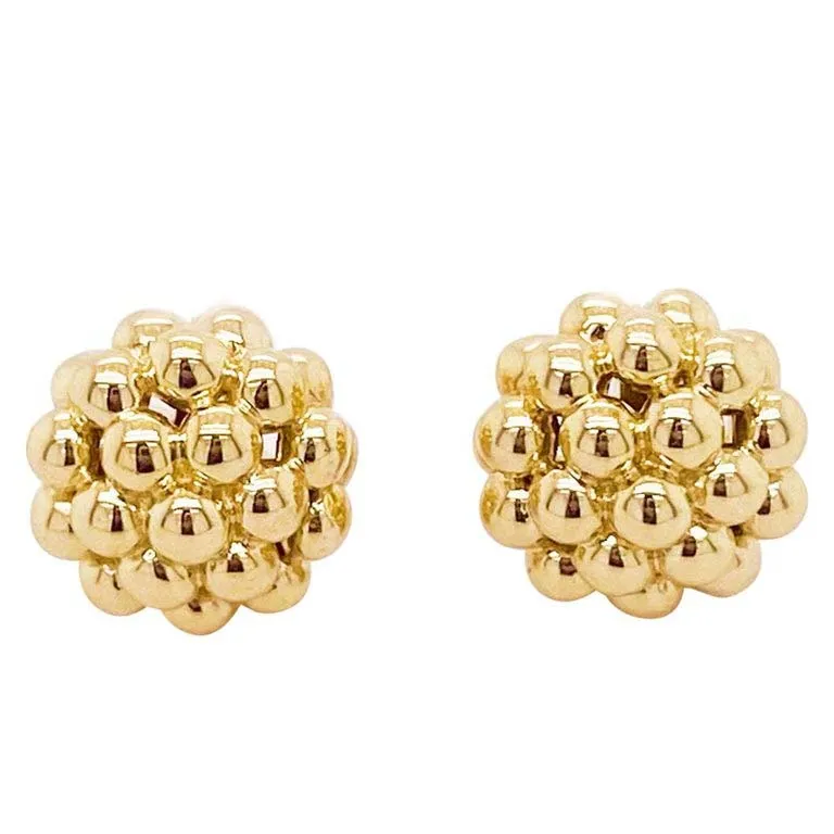 Gold Bead Cluster Stud Earrings