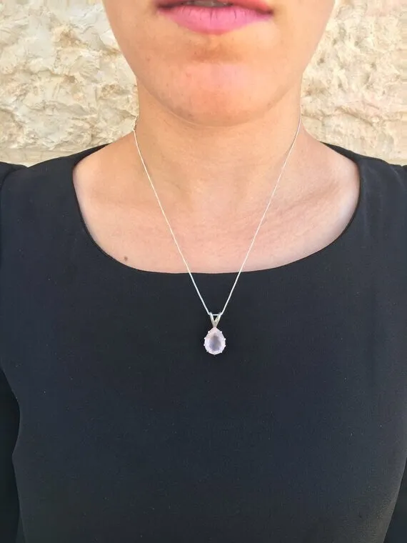 Green Diamond Necklace - Statement Teardrop Pendant - Solitaire Green Necklace