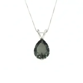 Green Diamond Necklace - Statement Teardrop Pendant - Solitaire Green Necklace