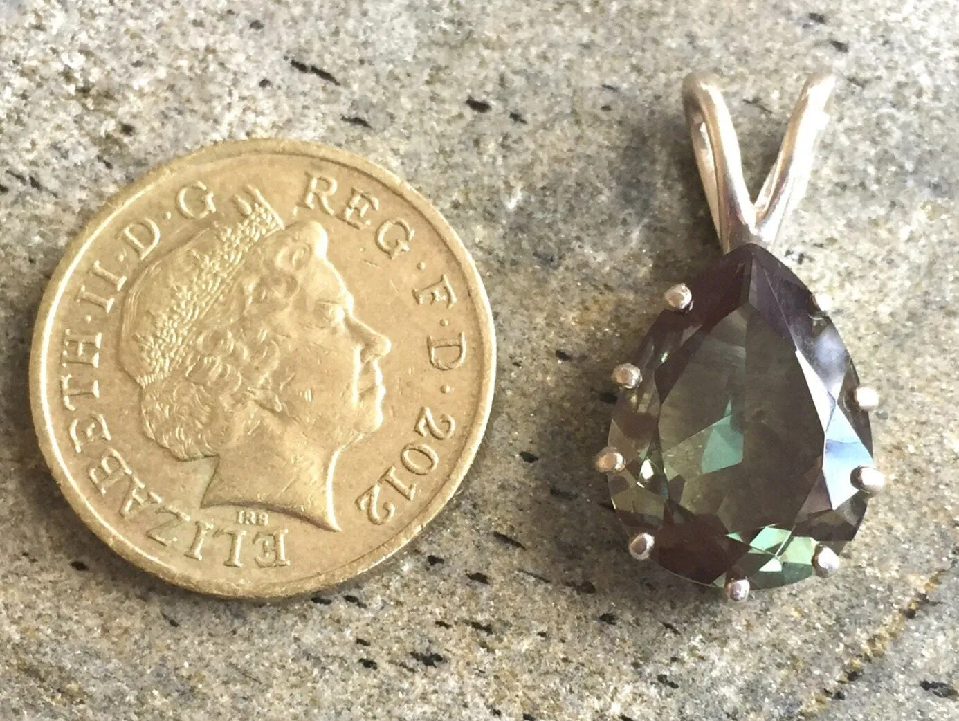 Green Diamond Necklace - Statement Teardrop Pendant - Solitaire Green Necklace