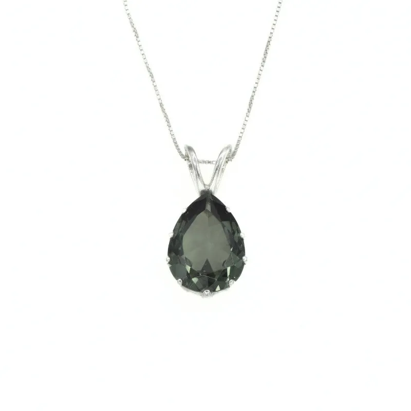 Green Diamond Necklace - Statement Teardrop Pendant - Solitaire Green Necklace