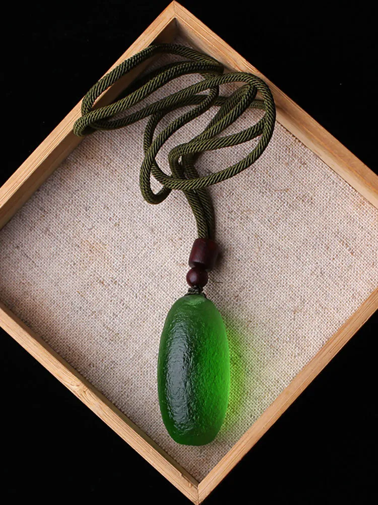 Green Meteorite Pendant Mineral Necklaces