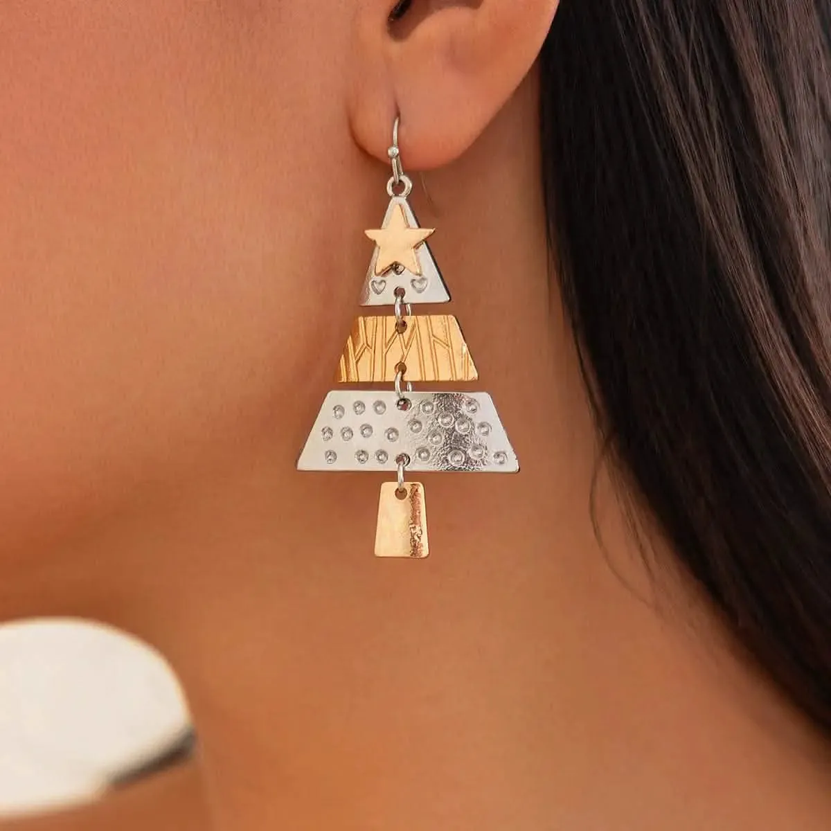 Holiday Sparkle Jewelry Set: Christmas Tree Charm Necklace and Earring Pair for Festive Celebrations