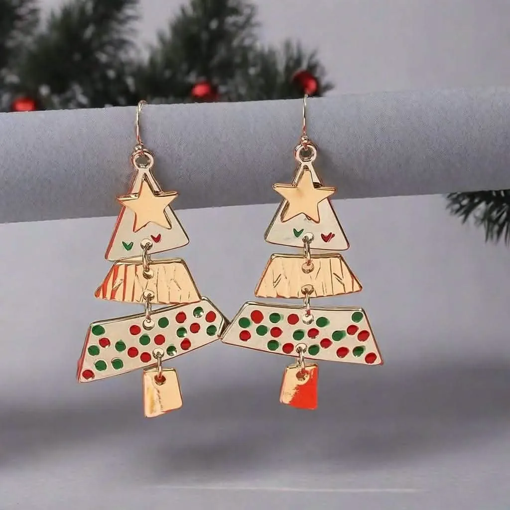 Holiday Sparkle Jewelry Set: Christmas Tree Charm Necklace and Earring Pair for Festive Celebrations