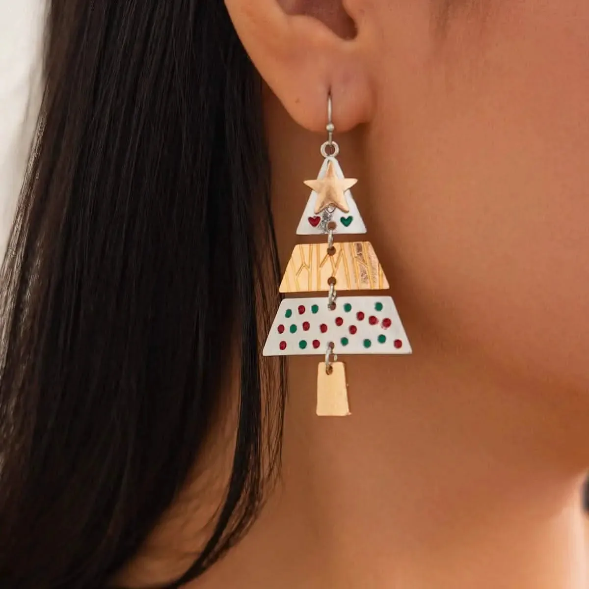 Holiday Sparkle Jewelry Set: Christmas Tree Charm Necklace and Earring Pair for Festive Celebrations