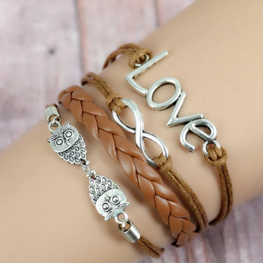 Hot Sale Women Vintage Anchors Rudder Rectangle Cross Leather Bracelet Multilayer Bracelets Hunger Games Charm Bracelet