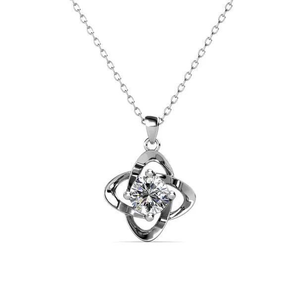 Infinity 18k White Gold Plated Birthstone Flower Necklace with Swarovski Crystal