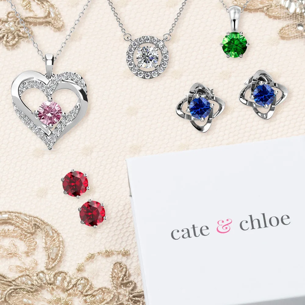 Infinity 18k White Gold Plated Birthstone Flower Necklace with Swarovski Crystal
