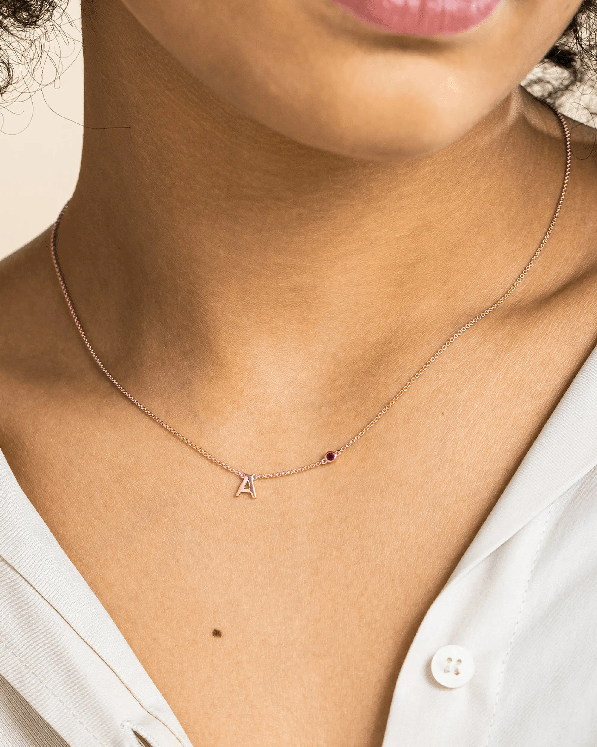 Initial Birthstone Necklace