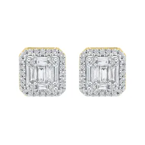 KATARINA Round and Baguette Cut Diamond Fashion Earrings (3/8 cttw)