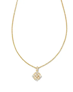Kendra Scott | Dira Gold Crystal Short Pendant Necklace in White Crystal