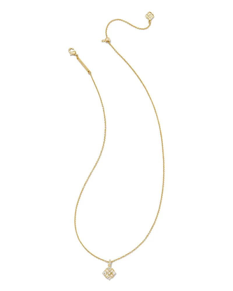 Kendra Scott | Dira Gold Crystal Short Pendant Necklace in White Crystal