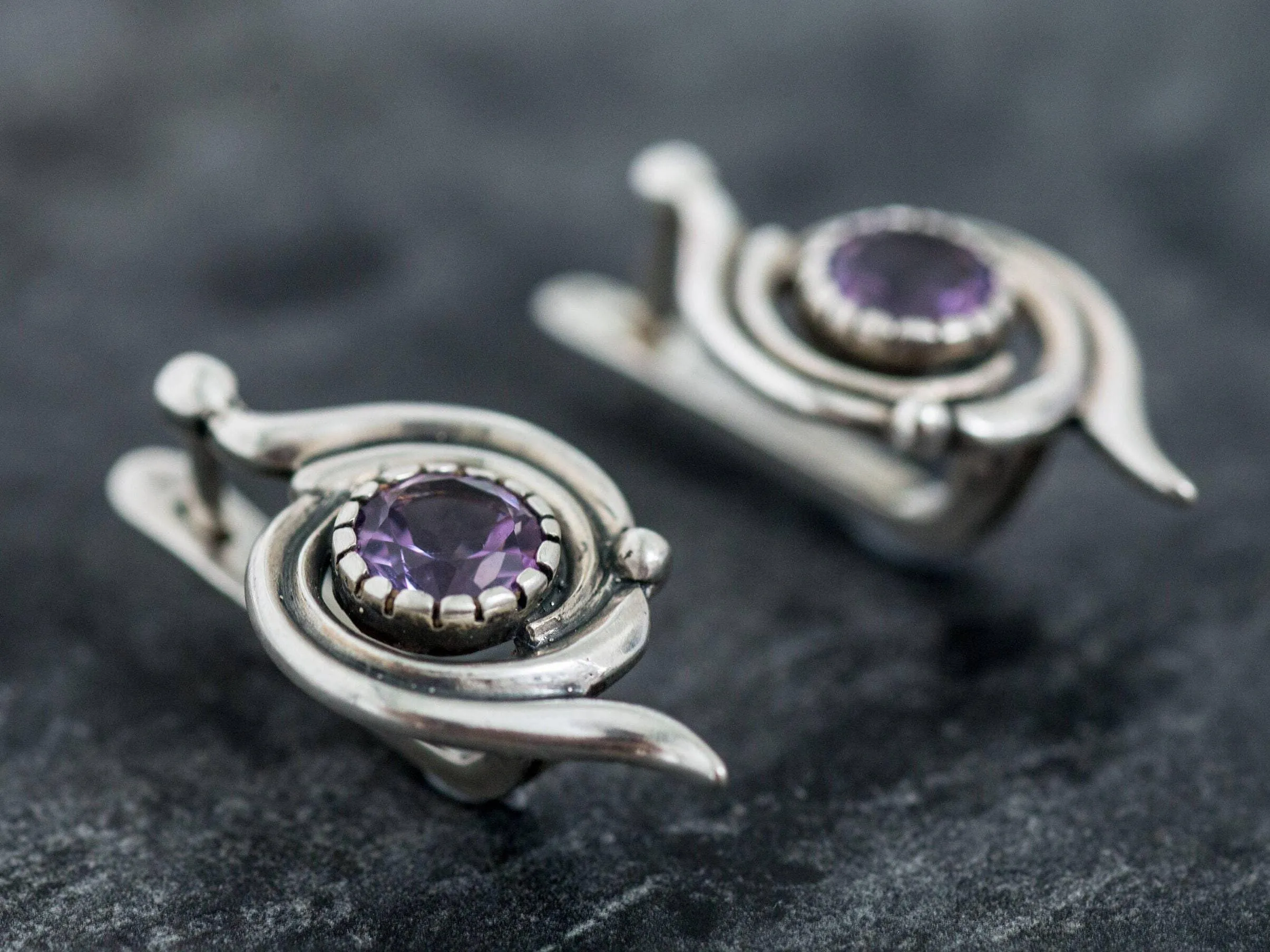 Large Amethyst Earrings - Purple Drop Earrings, Statement Amethyst Earrings