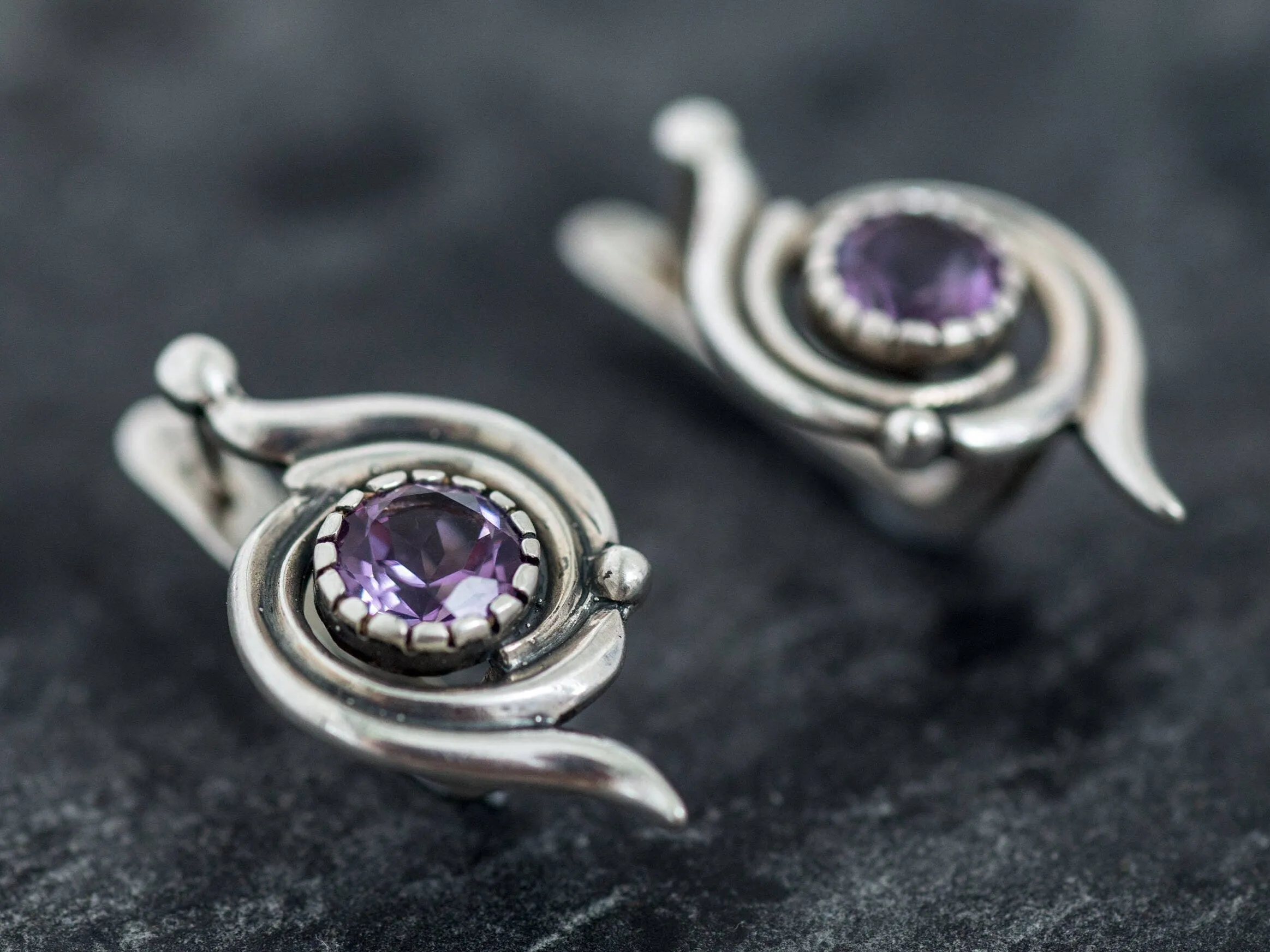 Large Amethyst Earrings - Purple Drop Earrings, Statement Amethyst Earrings