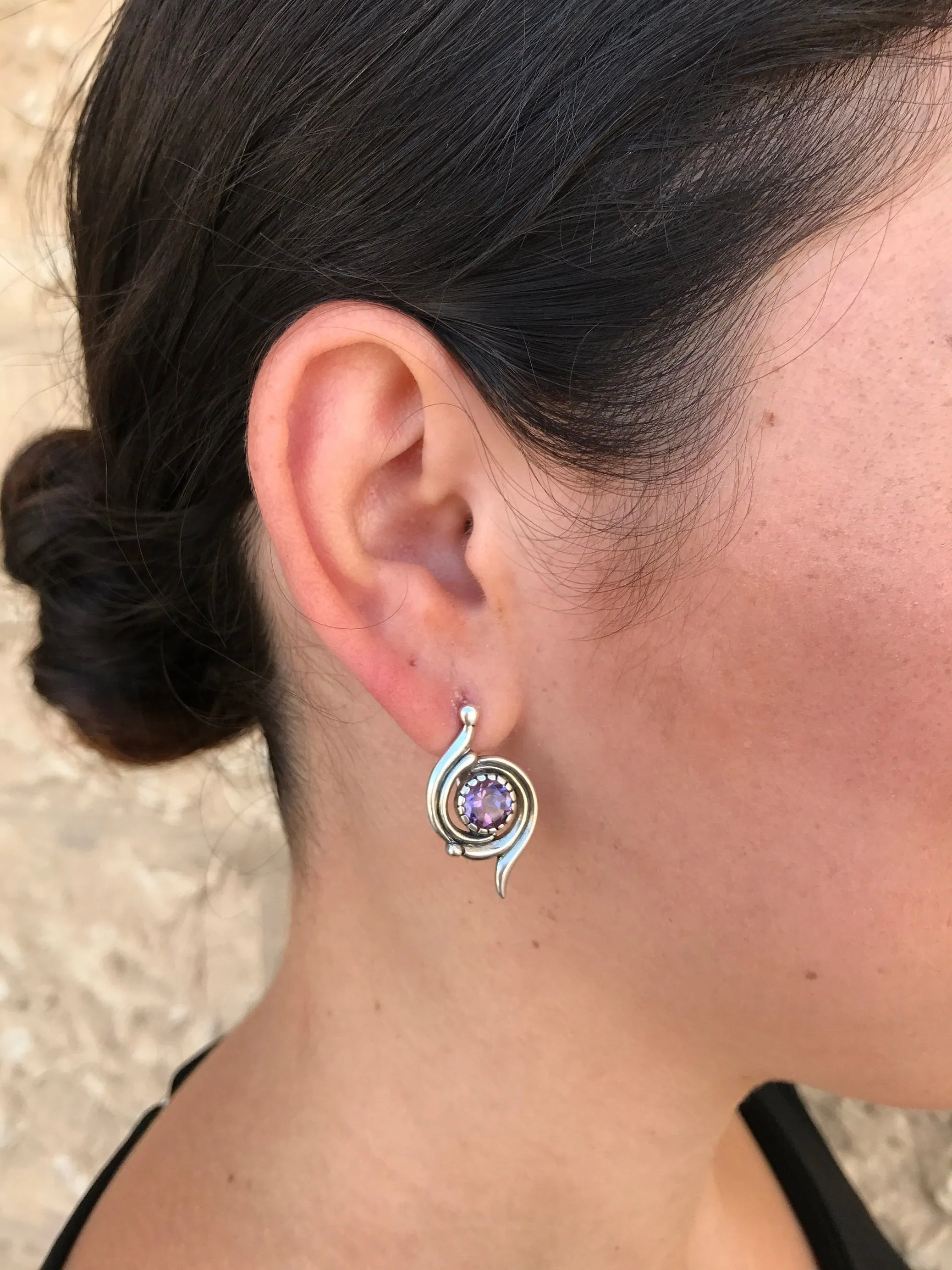 Large Amethyst Earrings - Purple Drop Earrings, Statement Amethyst Earrings