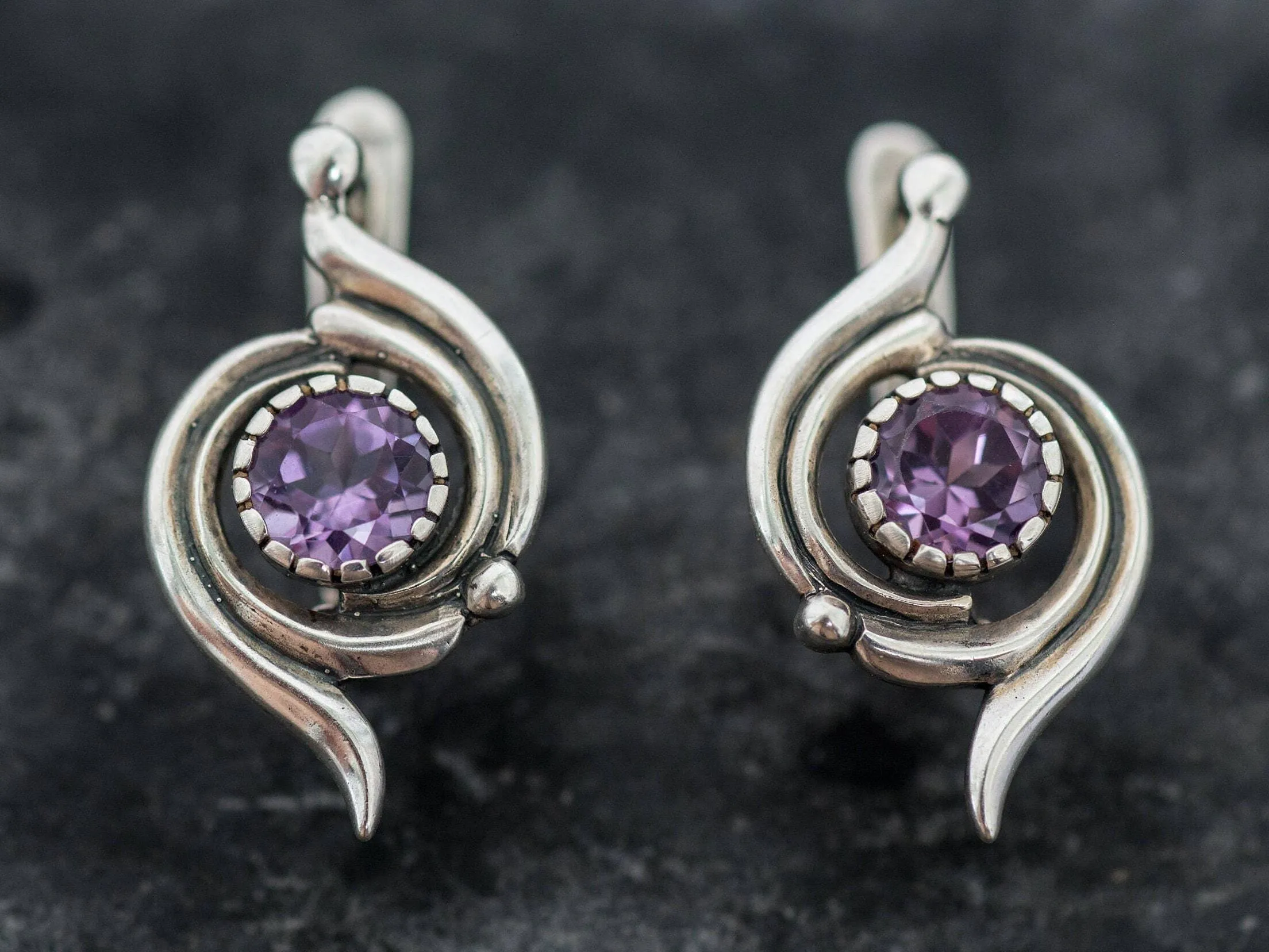 Large Amethyst Earrings - Purple Drop Earrings, Statement Amethyst Earrings