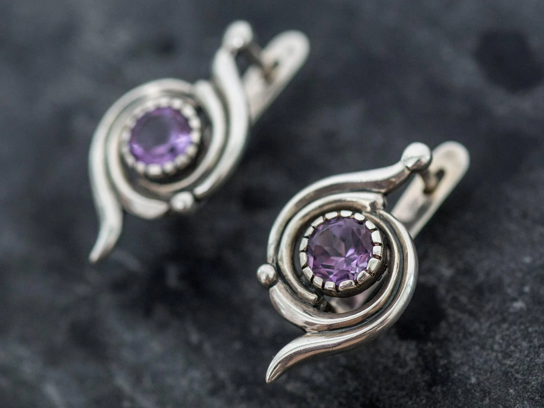 Large Amethyst Earrings - Purple Drop Earrings, Statement Amethyst Earrings